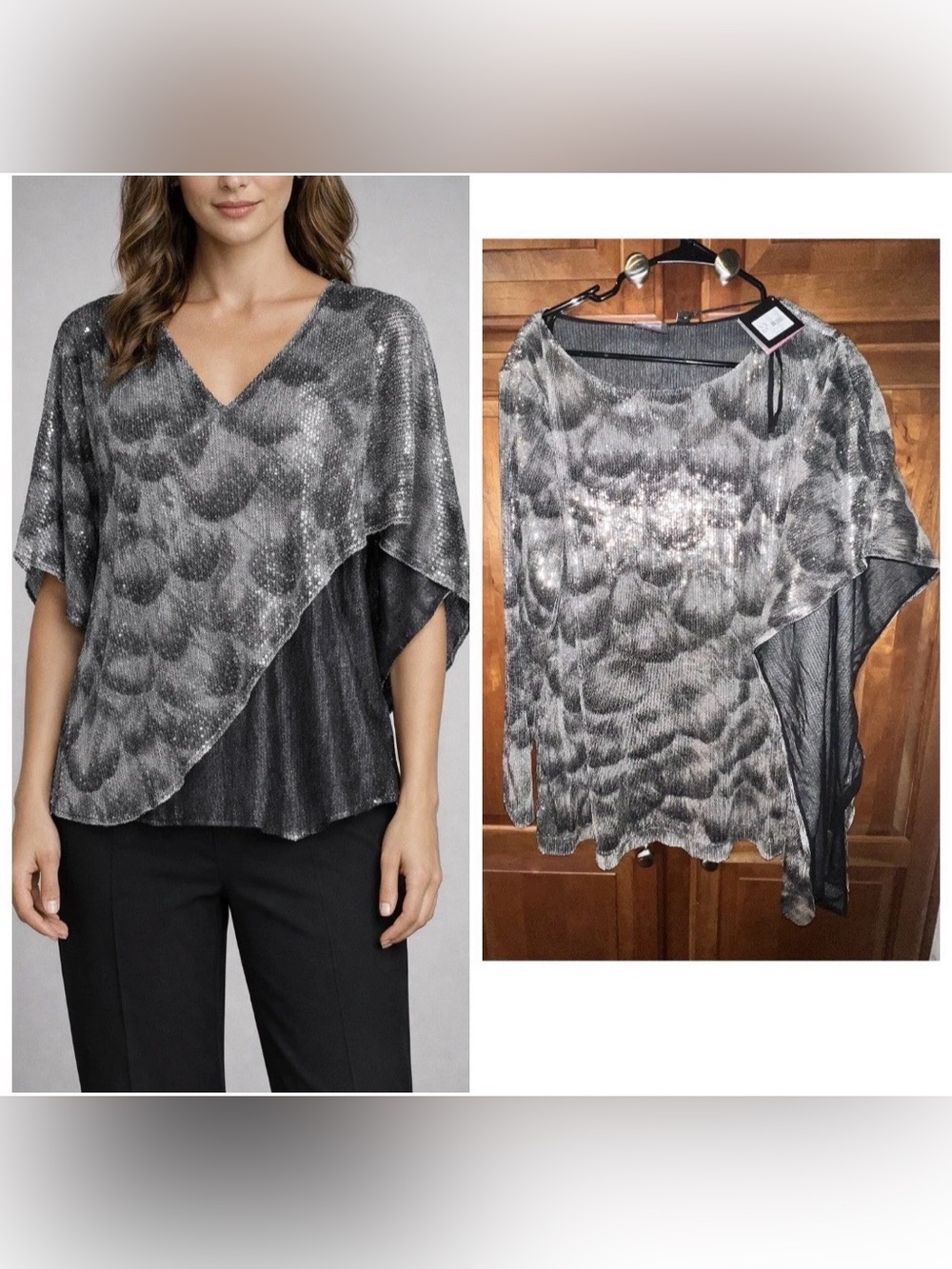 New York and Company Women Sequence Blouse Top Sz XL